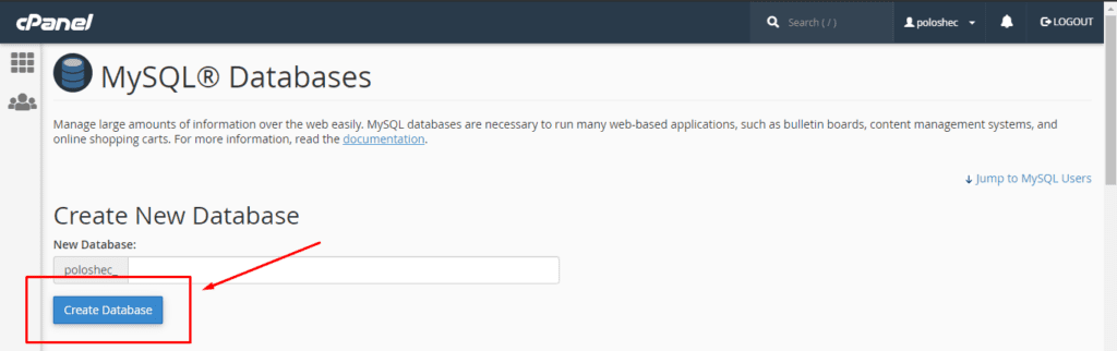 نحوهی ساخت پایگاه داده در وردپرس 2 بخش Create New Database