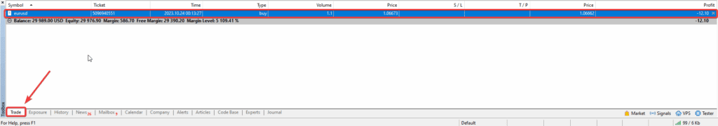 آموزش متاتریدر 5 فارکس 11 آموزش متاتریدر 5 فارکس و نحوه مشاهده معاملات باز