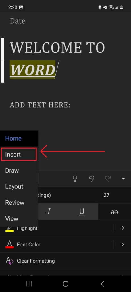 آموزش ورد اندروید 6 افزودن تصویر