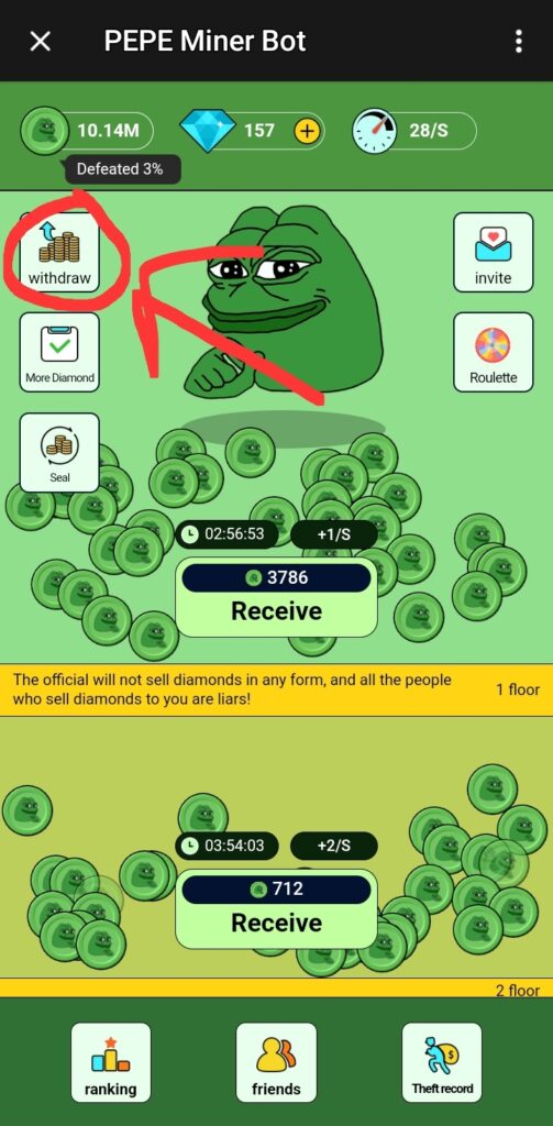 PEPE Miner Bot چیست؟ درآمد روزانه با ارز لیست شده پپه 8 جمع آوری سکه مورد نیاز برای استخراج پپه