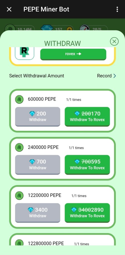 PEPE Miner Bot چیست؟ درآمد روزانه با ارز لیست شده پپه 9 Screenshot 20240617 095338 Telegram