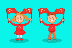 vector illustration kids holding turkish flag 780928 37