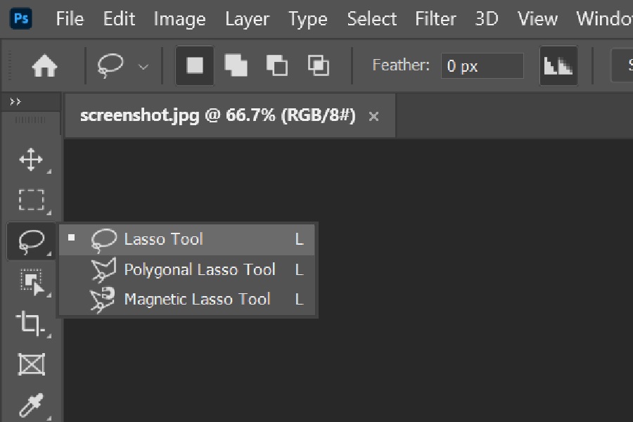 ابزار Lasso Tool برای انتخاب بخشی از عکس در فتوشاپ
