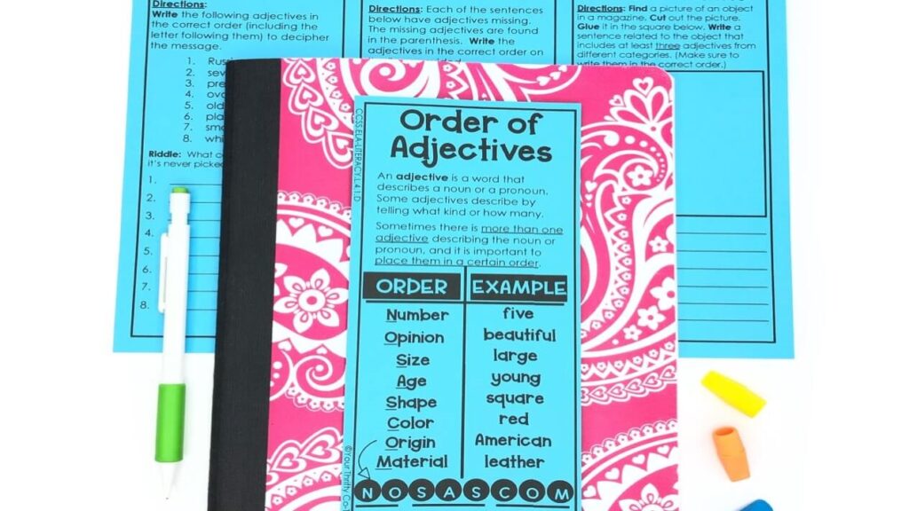Examples of the order of adjectives in English