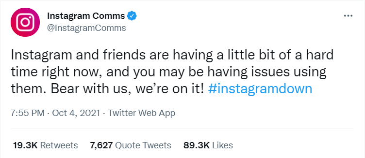 اختلال در اینستاگرام، واتسپ و سایر اپلیکیشنهای فیسبوک 3 توییت اینستاگرام