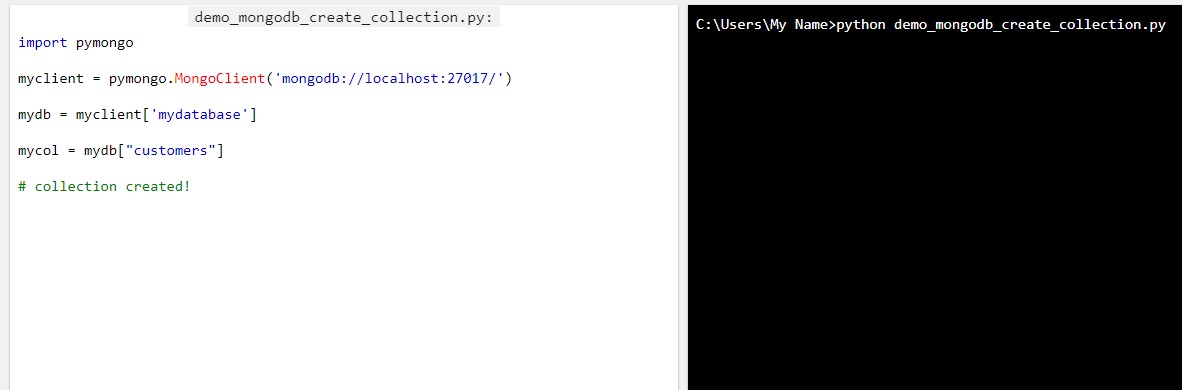 ایجاد مجموعه در MongoDB