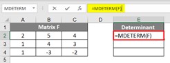 محاسبه دترمینان ماتریس مربع در اکسل
