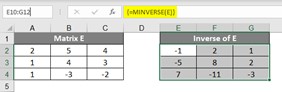 معکوس ماتریس در اکسل