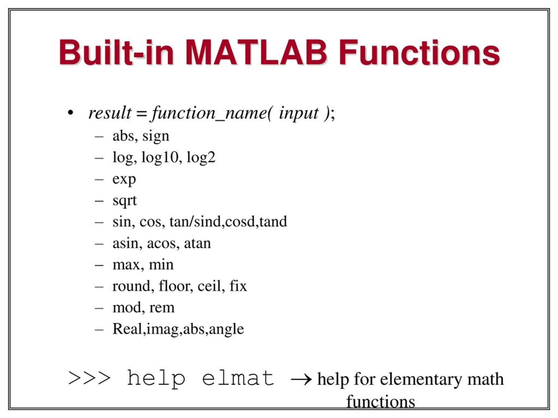 Function result. Function матлаб. Matlab функции. Функции матлаб. Функция(:, :, x) матлаб.