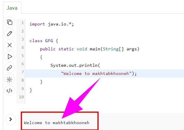 یک نمونه کد از زبان برنامه نویسی جاوا