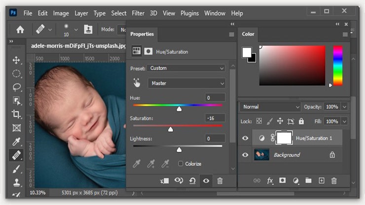 آموزش ادیت عکس نوزاد در فتوشاپ برای کاهش قرمزی پوست کودک