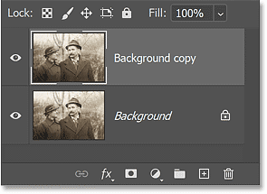 Photoshop's Layers panel showing the Background copy layer