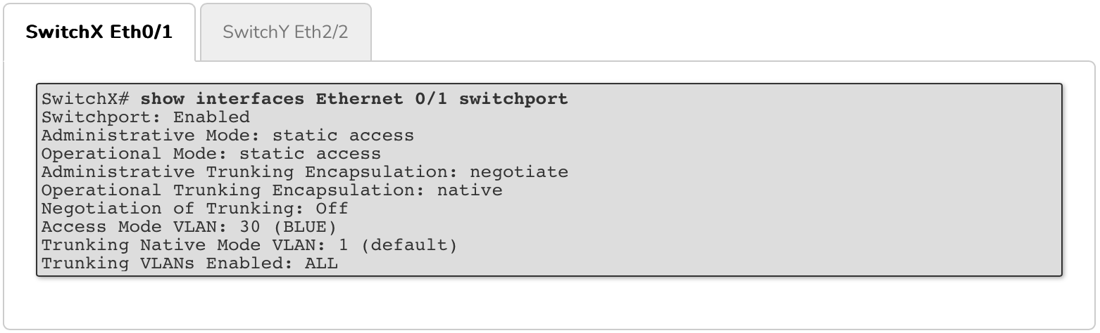 show interfaces switchport