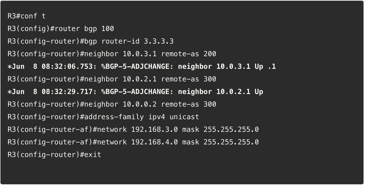 پیکربندی BGP سیسکو در R3: