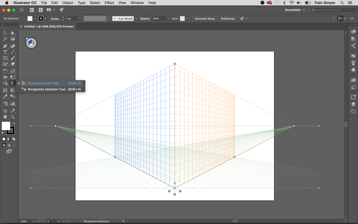 باز کردن ابزار Perspective Grid