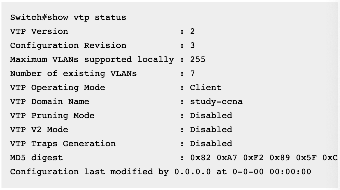 دستور show vtp status