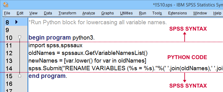 اجرای پایتون از پنجره دستور SPSS