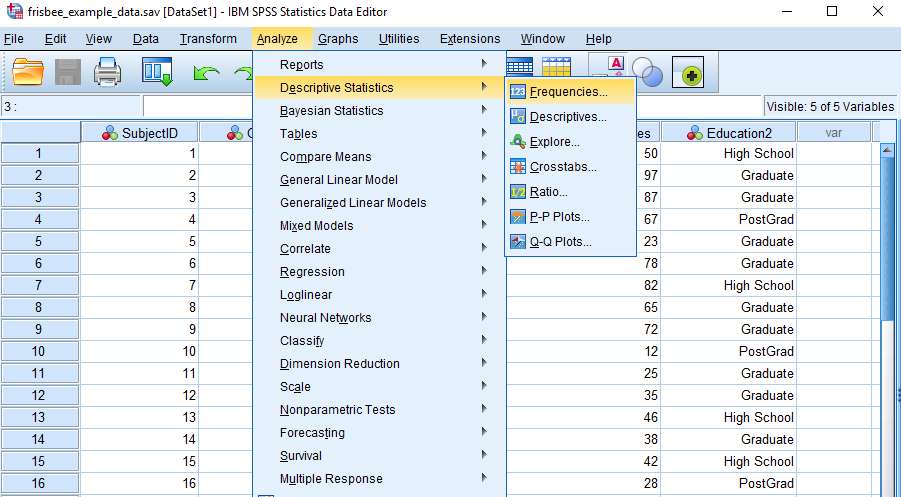 محاسبه شاخص‌های توصیفی در SPSS