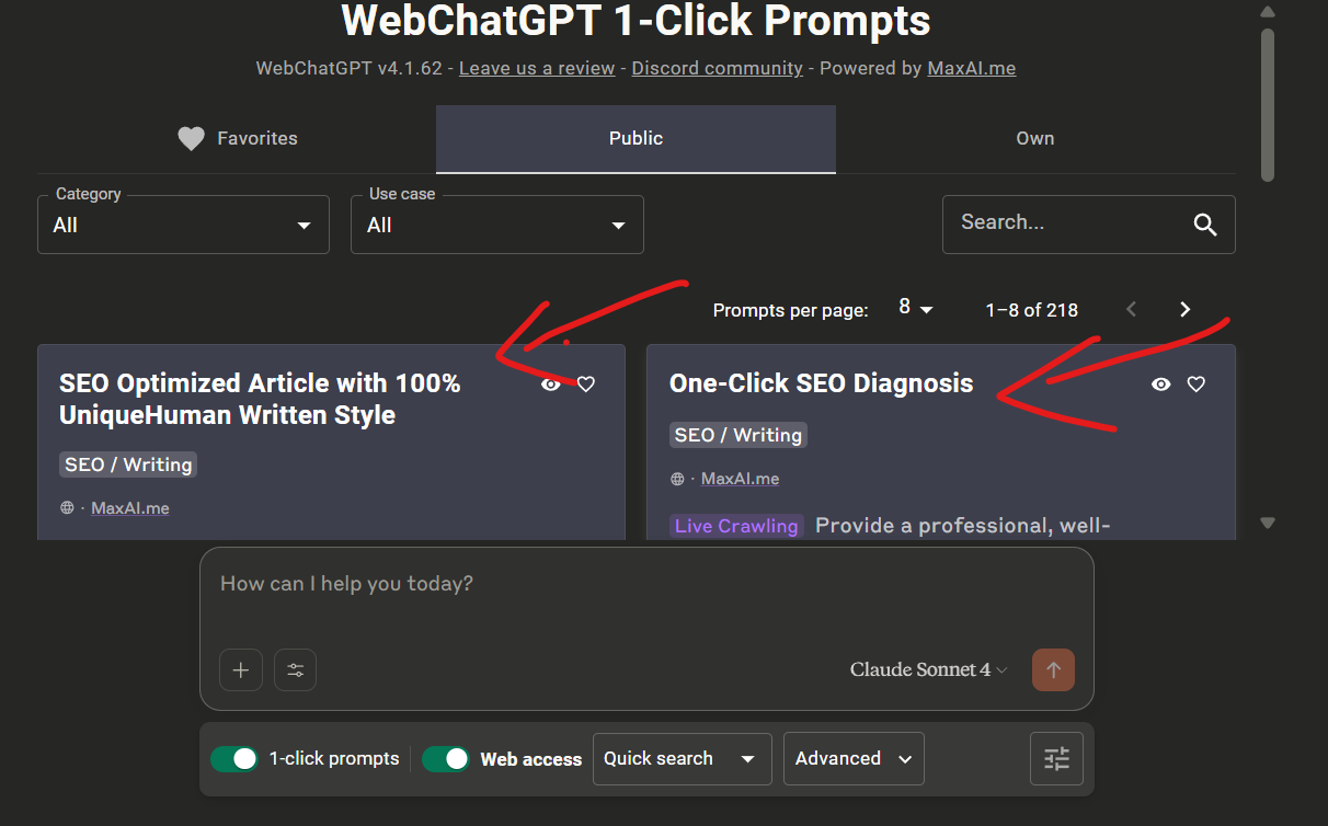 سیستم پرامپت‌های آماده (1-Click Prompts)